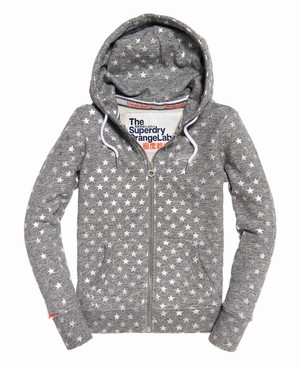 Superdry Orange Label All Over Print Női Kapucnis Pulóver Szürke | VSGFL7041